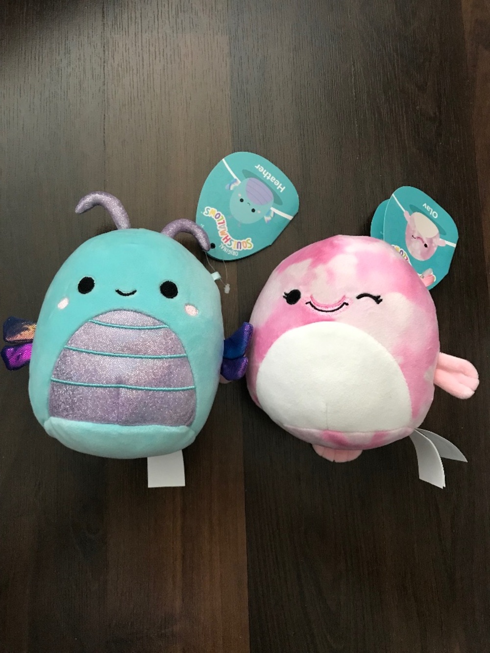 NWT Bundle Lot 2 Pcs 5" Squishmallows Heather the Dragonfly Olav the Blobfish